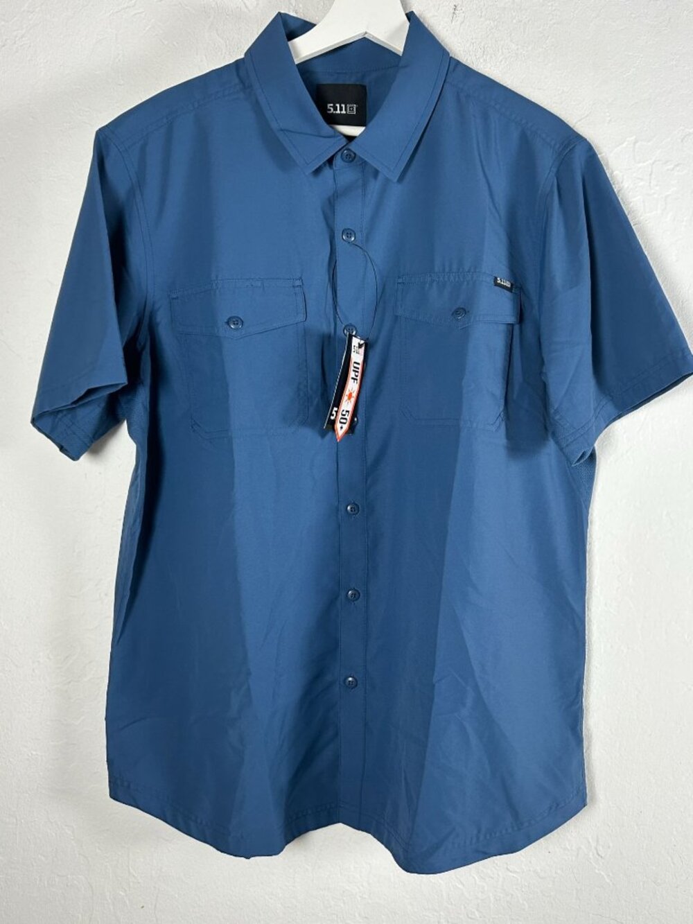 5.11 Tactical Men Marksman Short Sleeve Shirt Large UPF 50+ Blue Lightweight New